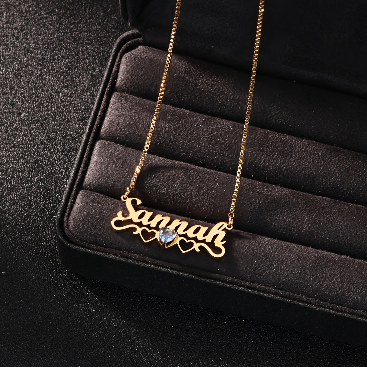 Women's Custom Birthstone Heart Name Pendant Necklace